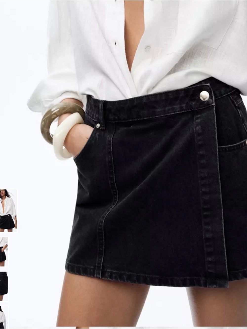 Zara Wrap Black Denim Skort